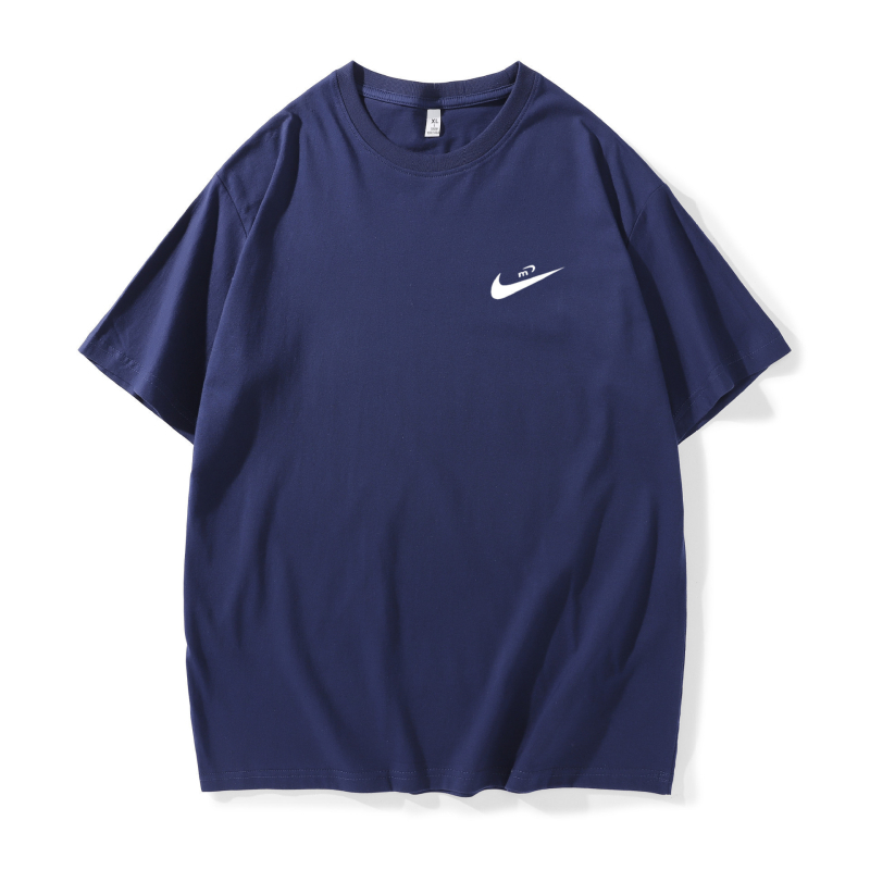 Unisex βαμβακερό κοντομάνικο T‑shirt με στρογγυλή λαιμόκοψη, ελαφρύ καλοκαίρι casual, χαλαρή γραμμή, Εκτύπωση λογότυπου μάρκας