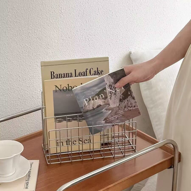 Industrijski stil, jednostavan metalni stolni organizator za odlaganje, držač za knjige, trodijelni stolni regal