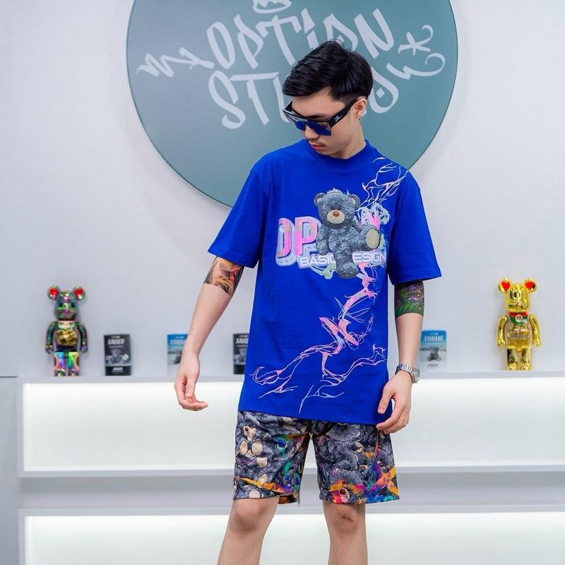 Ανδρικό T‑shirt Loose-fit με κοντά μανίκια, στρογγυλή λαιμόκοψη, εκτύπωση με ζωικό μοτίβο, 3D ψηφιακή εκτύπωση, καθημερινό καλοκαιρινό