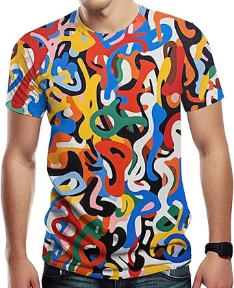 Αντρικό T-shirt σε στυλ Y2K streetwear με εκτύπωση graffiti γραμμάτων, κοντομάνικο