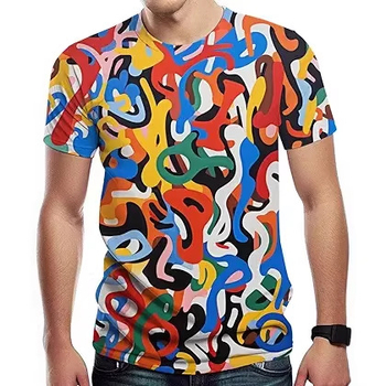 Αντρικό T-shirt σε στυλ Y2K streetwear με εκτύπωση graffiti γραμμάτων, κοντομάνικο