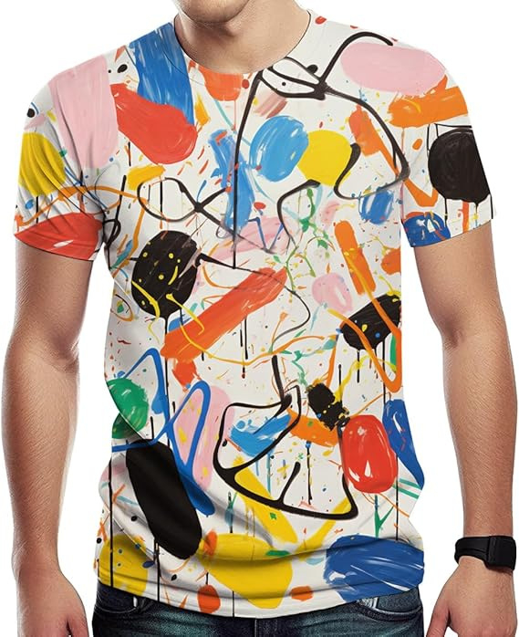Αντρικό T-shirt σε στυλ Y2K streetwear με εκτύπωση graffiti γραμμάτων, κοντομάνικο