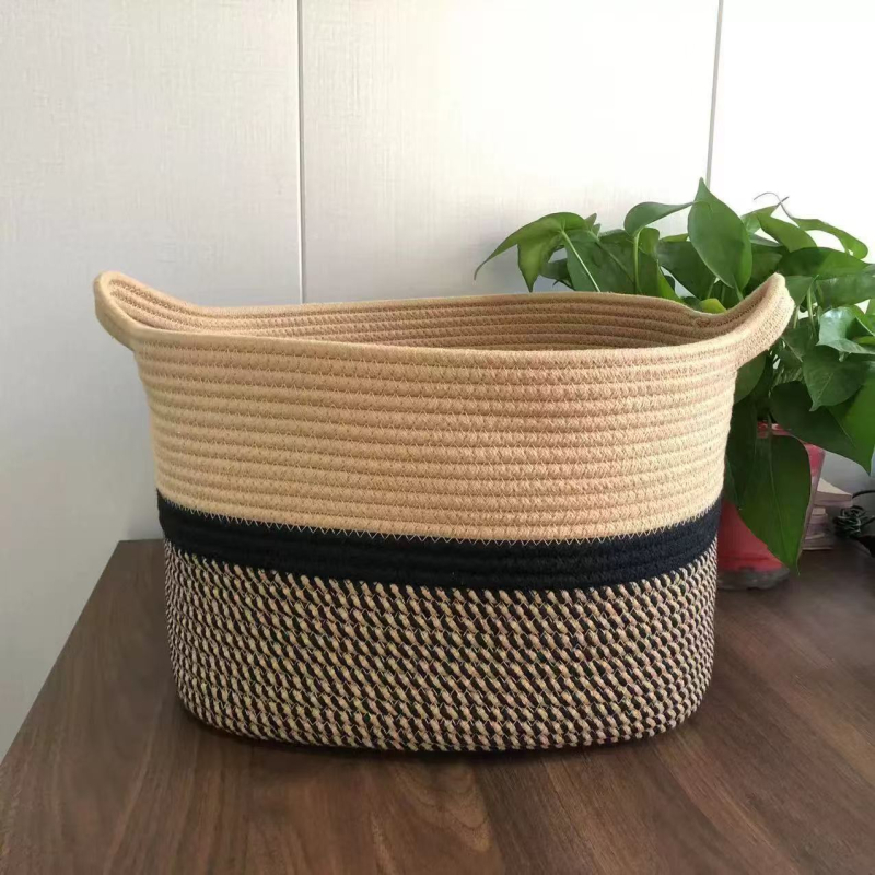 Dizajnerska košara za rublje s mekanim ručkama, pleteni od pamuk konopca, za pohranu igračaka za bebe i pse, dječja košara za igračke.