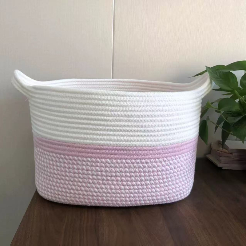 Dizajnerska košara za rublje s mekanim ručkama, pleteni od pamuk konopca, za pohranu igračaka za bebe i pse, dječja košara za igračke.