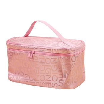 Kockasta torbica za šminku od jacquard tkanine s monogramom, prijenosni putni organizator, velika kapaciteta za kozmetiku i nakit