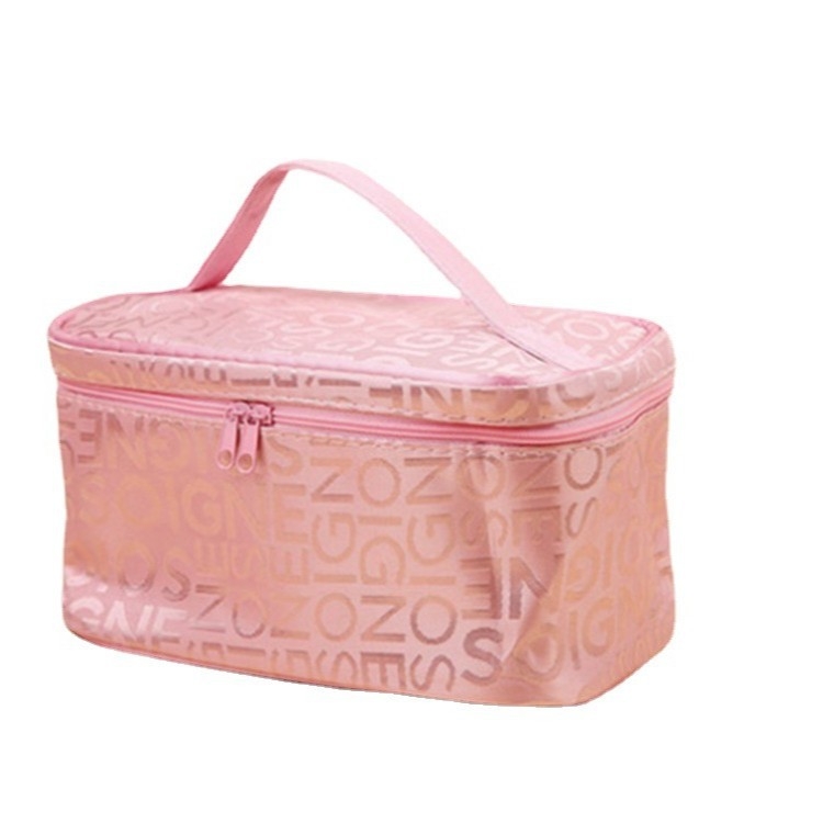 Kockasta torbica za šminku od jacquard tkanine s monogramom, prijenosni putni organizator, velika kapaciteta za kozmetiku i nakit