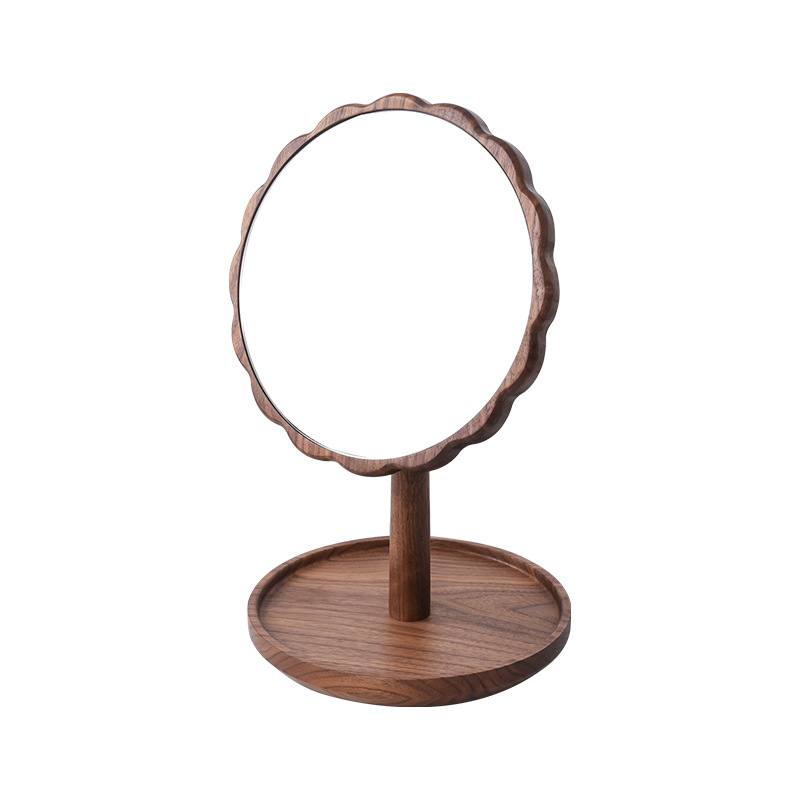 Ξύλινος καθρέφτης μακιγιάζ από καρυδιά, μασίβ ξύλο, ρετρό στυλ