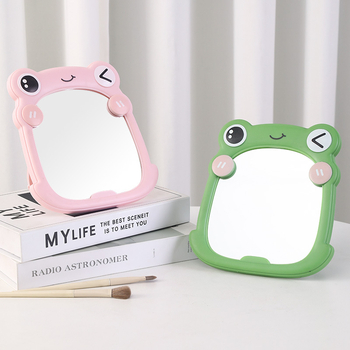Cartoon Frog DIY Καθρέφτης Μακιγιάζ — Φορητό κάθετο, αναδιπλούμενο με HD γυαλί, για φοιτητικά διαμερίσματα και εξωτερικούς χώρους