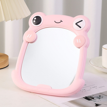 Cartoon Frog DIY Καθρέφτης Μακιγιάζ — Φορητό κάθετο, αναδιπλούμενο με HD γυαλί, για φοιτητικά διαμερίσματα και εξωτερικούς χώρους