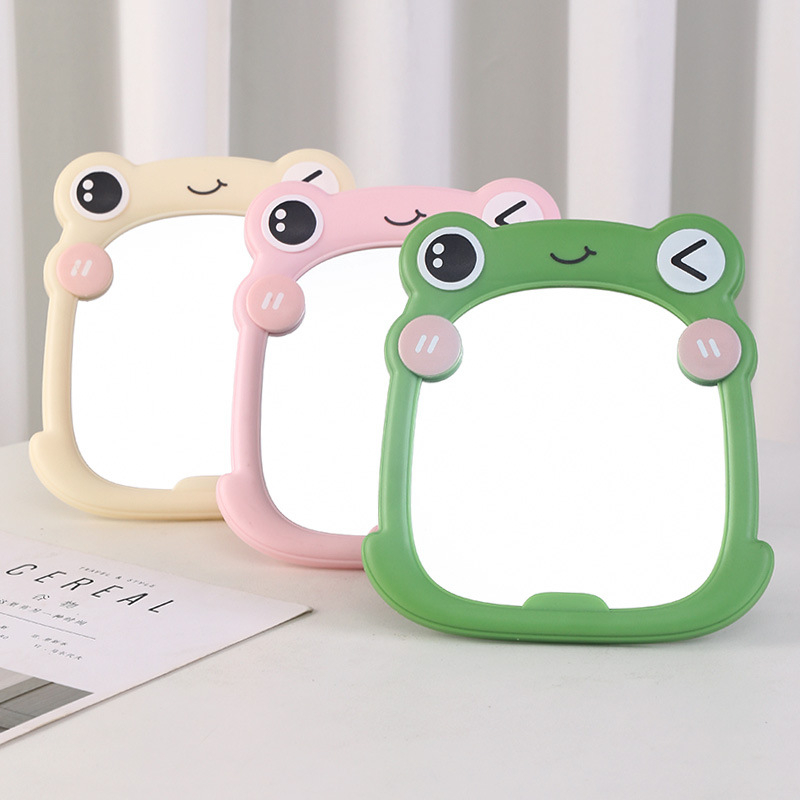 Cartoon Frog DIY Καθρέφτης Μακιγιάζ — Φορητό κάθετο, αναδιπλούμενο με HD γυαλί, για φοιτητικά διαμερίσματα και εξωτερικούς χώρους