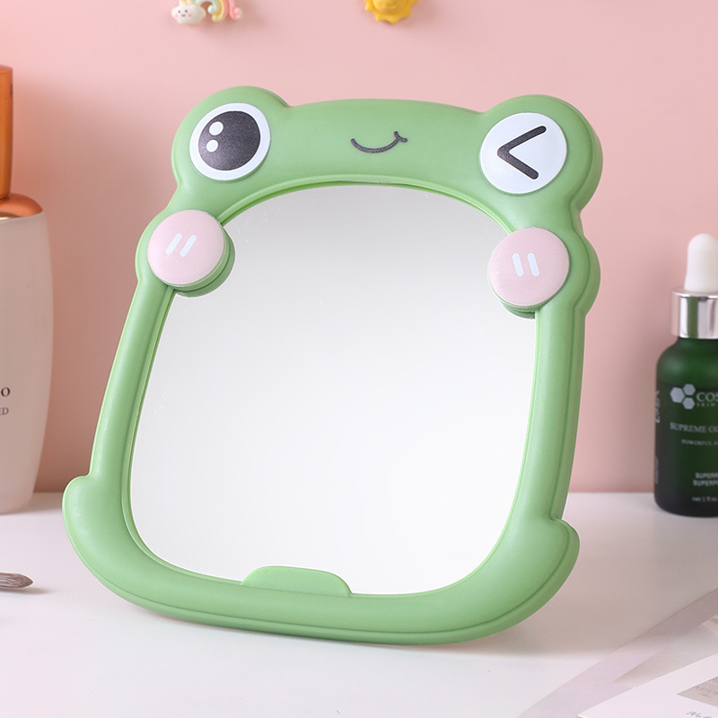 Cartoon Frog DIY Καθρέφτης Μακιγιάζ — Φορητό κάθετο, αναδιπλούμενο με HD γυαλί, για φοιτητικά διαμερίσματα και εξωτερικούς χώρους