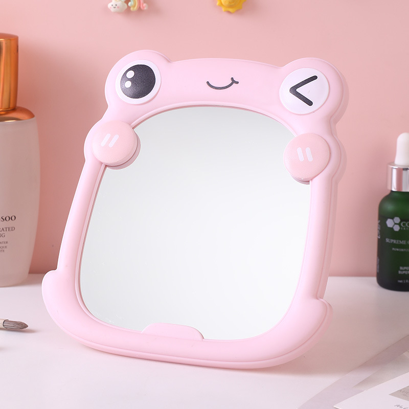 Cartoon Frog DIY Καθρέφτης Μακιγιάζ — Φορητό κάθετο, αναδιπλούμενο με HD γυαλί, για φοιτητικά διαμερίσματα και εξωτερικούς χώρους