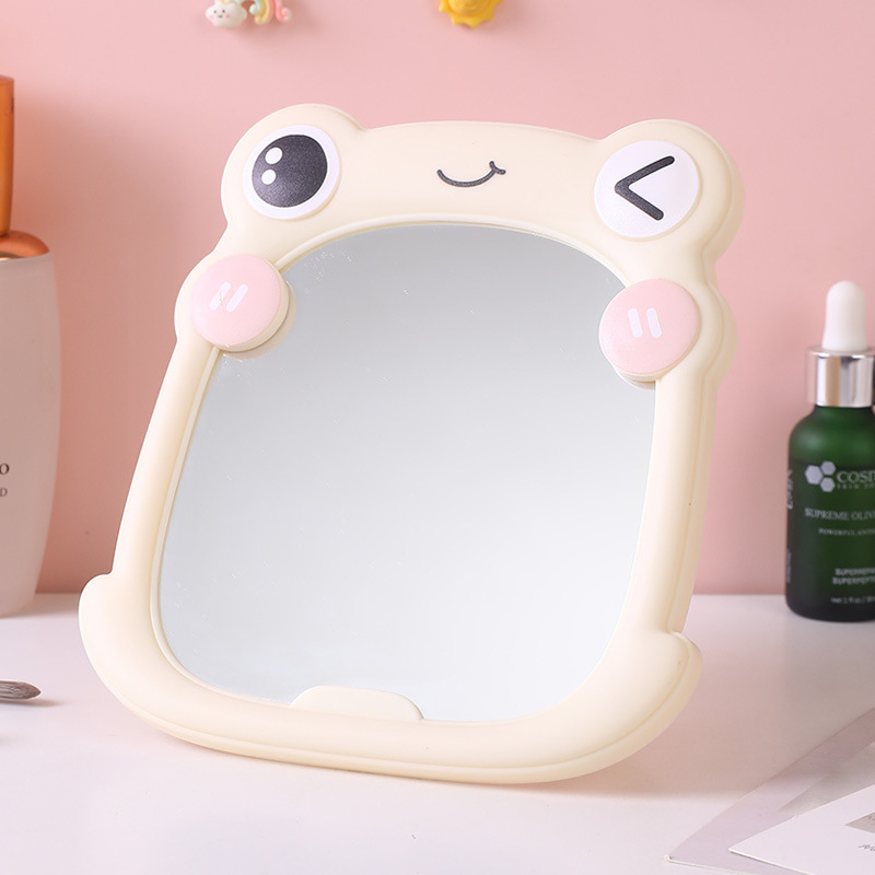 Cartoon Frog DIY Καθρέφτης Μακιγιάζ — Φορητό κάθετο, αναδιπλούμενο με HD γυαλί, για φοιτητικά διαμερίσματα και εξωτερικούς χώρους
