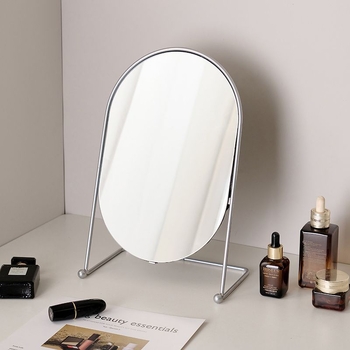 Koreai stílusú dekoratív tükör, minimalist fém ovális sminktükör az asztalhoz