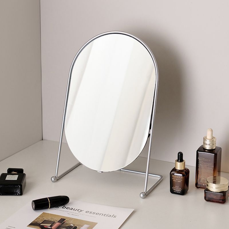 Koreai stílusú dekoratív tükör, minimalist fém ovális sminktükör az asztalhoz