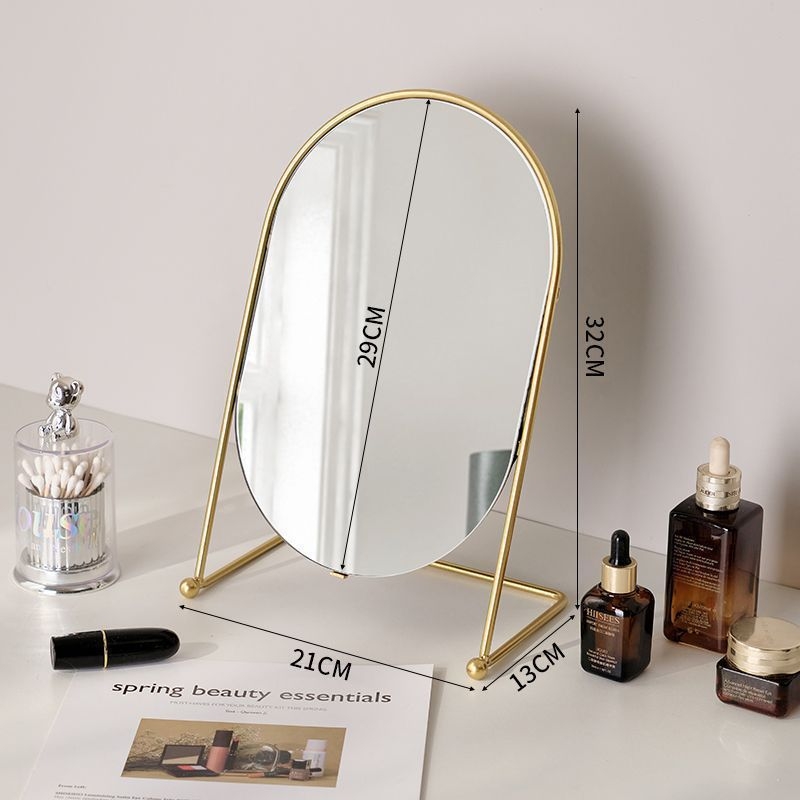 Koreai stílusú dekoratív tükör, minimalist fém ovális sminktükör az asztalhoz