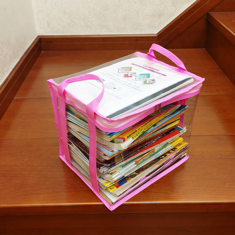Prozirna PVC torba za knjige s dvije ručke, sklopiva i prijenosna organizator za knjige i igračke