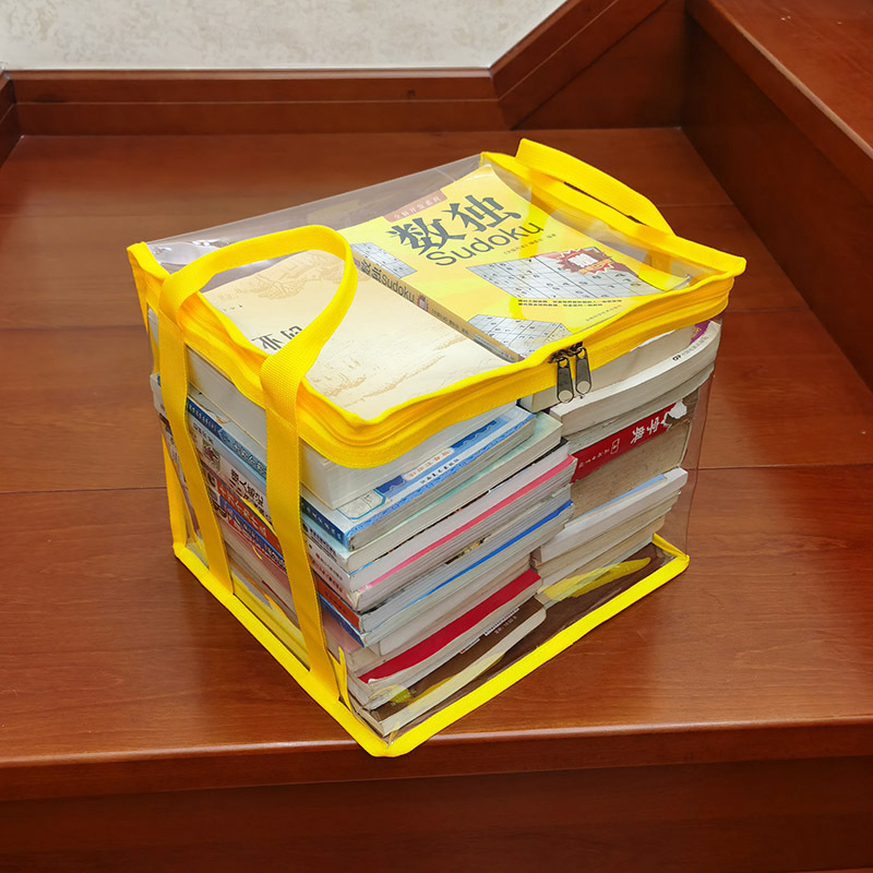Prozirna PVC torba za knjige s dvije ručke, sklopiva i prijenosna organizator za knjige i igračke