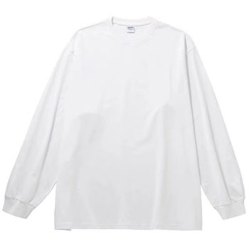 Unisex μακρυμάνικη T‑shirt για φθινόπωρο-χειμώνα, 100% βαμβάκι, φαρδιά γραμμή, λευκό