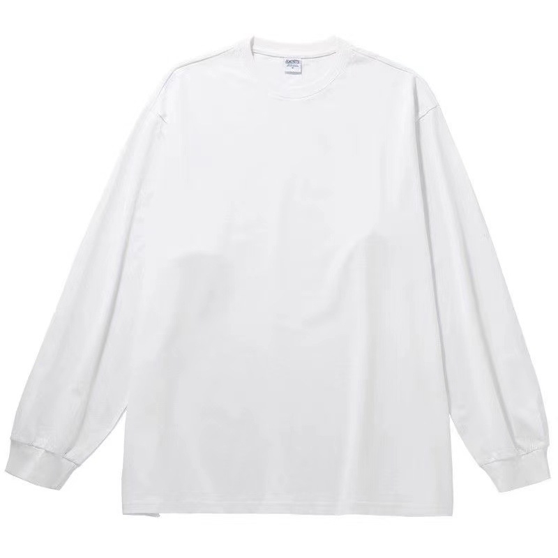 Unisex μακρυμάνικη T‑shirt για φθινόπωρο-χειμώνα, 100% βαμβάκι, φαρδιά γραμμή, λευκό
