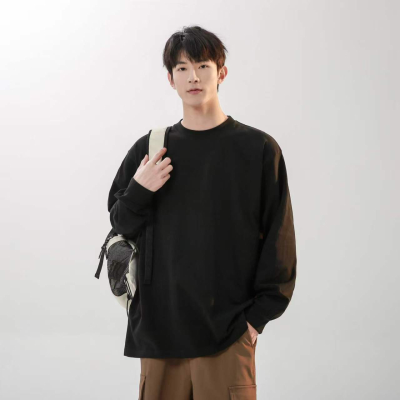 Unisex μακρυμάνικη T‑shirt για φθινόπωρο-χειμώνα, 100% βαμβάκι, φαρδιά γραμμή, λευκό