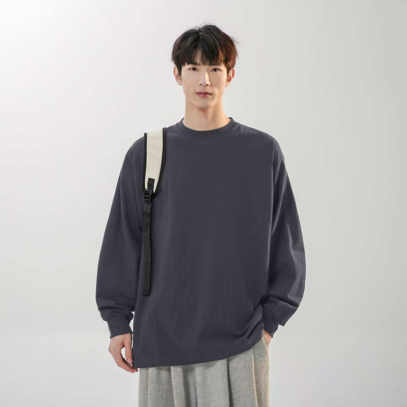Unisex μακρυμάνικη T‑shirt για φθινόπωρο-χειμώνα, 100% βαμβάκι, φαρδιά γραμμή, λευκό