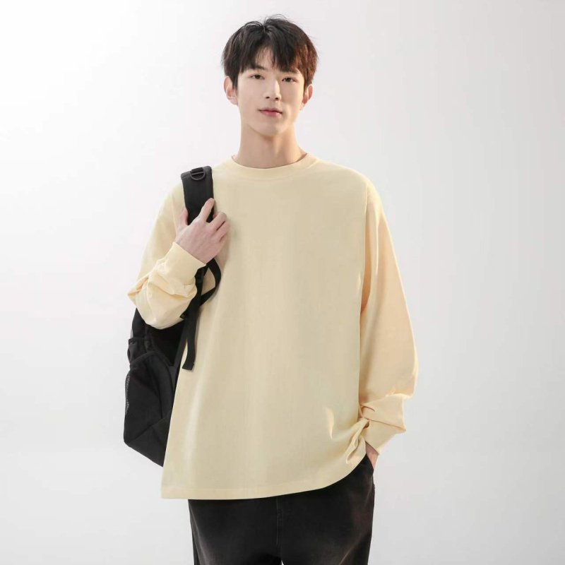 Unisex μακρυμάνικη T‑shirt για φθινόπωρο-χειμώνα, 100% βαμβάκι, φαρδιά γραμμή, λευκό