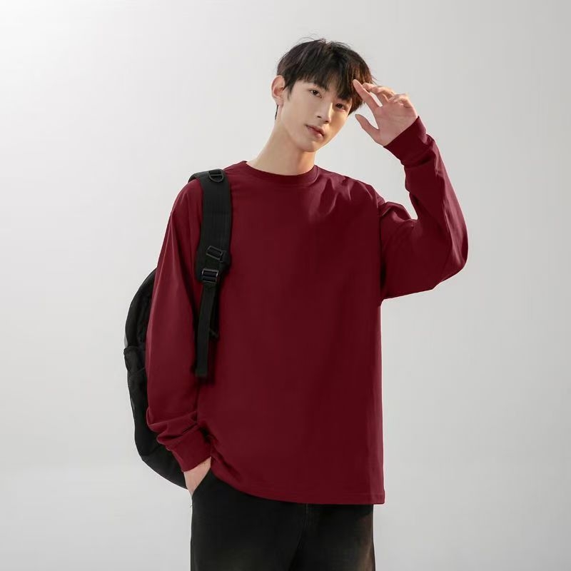 Unisex μακρυμάνικη T‑shirt για φθινόπωρο-χειμώνα, 100% βαμβάκι, φαρδιά γραμμή, λευκό