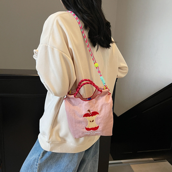 Ženska torba s jabukovim vezom, casual platnena torba za rame, japanski stil, crossbody