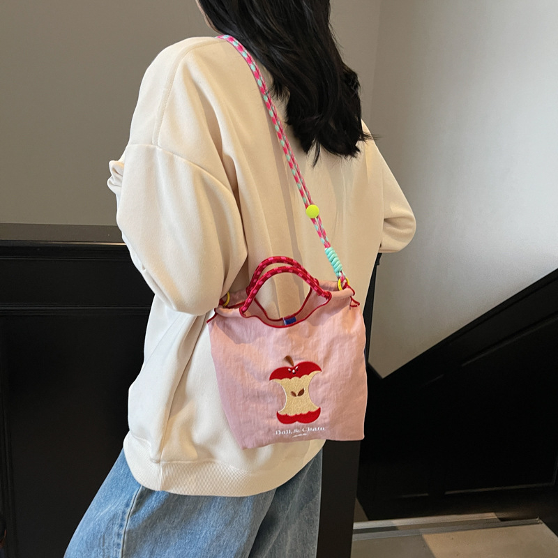Ženska torba s jabukovim vezom, casual platnena torba za rame, japanski stil, crossbody