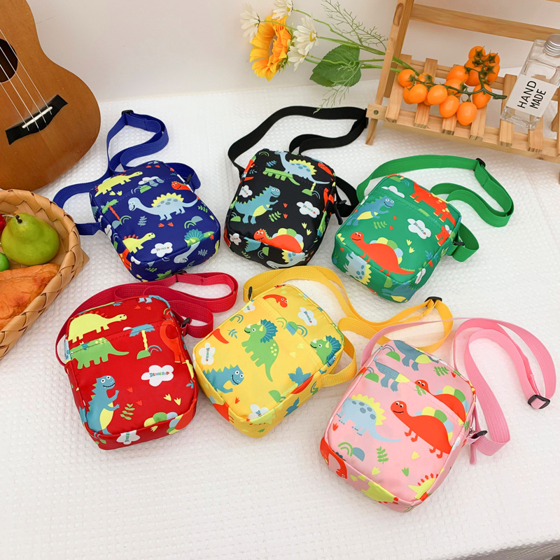 Mini ruksak s slatkim crtić dinosaura, mala kvadratna torba za djecu i žene, ramena/crossbody torba