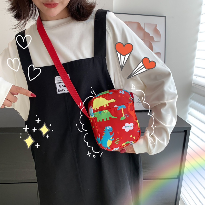 Mini ruksak s slatkim crtić dinosaura, mala kvadratna torba za djecu i žene, ramena/crossbody torba