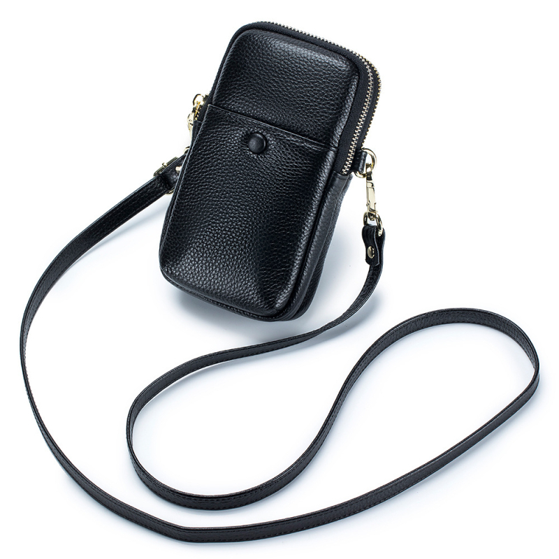 2023 nova moda meka kožna torbica za mobitel za žene, vertikalna crossbody torbica od prave kože, korejski stil s dvostrukim zatvaračem