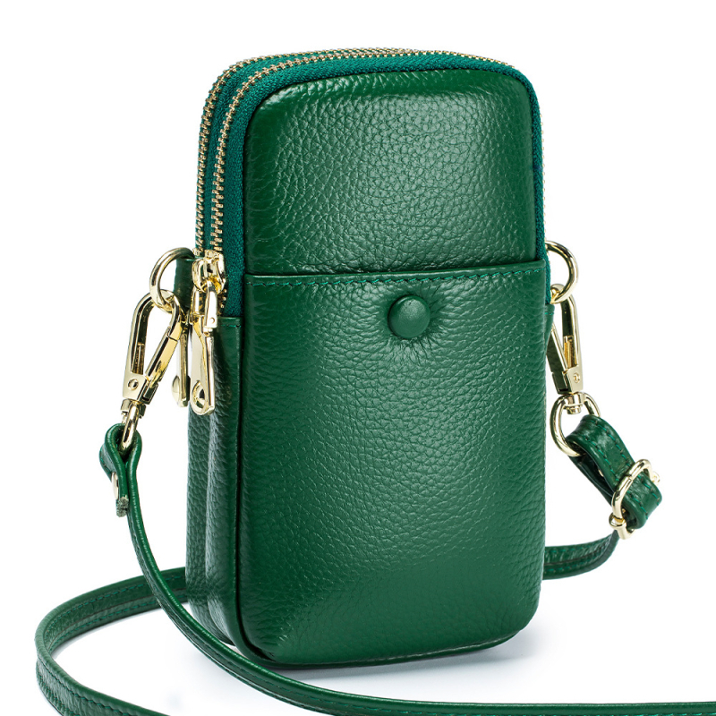 2023 nova moda meka kožna torbica za mobitel za žene, vertikalna crossbody torbica od prave kože, korejski stil s dvostrukim zatvaračem