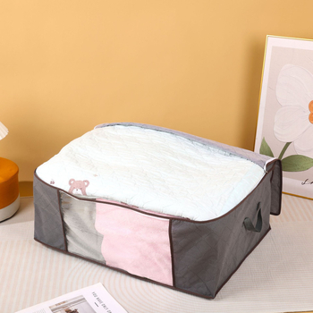 Torba za skladištenje pokrivača s prozirnim prozorom, organizator odjeće, za preseljenje i kućnu upotrebu, netkani materijal, veličina 70×50×30 cm, kapacitet 100–150 L