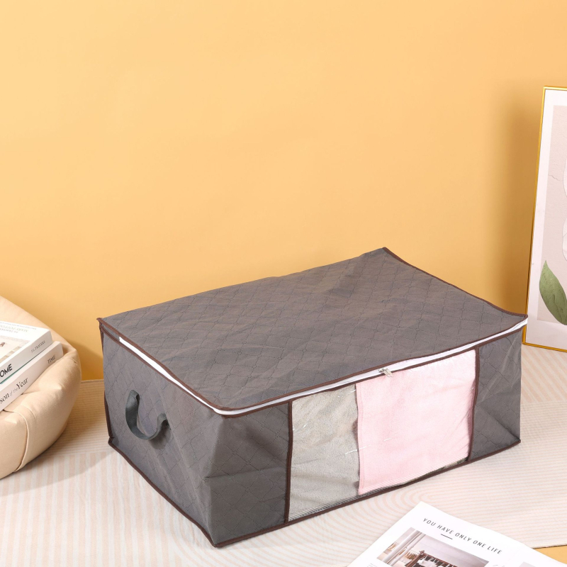 Torba za skladištenje pokrivača s prozirnim prozorom, organizator odjeće, za preseljenje i kućnu upotrebu, netkani materijal, veličina 70×50×30 cm, kapacitet 100–150 L