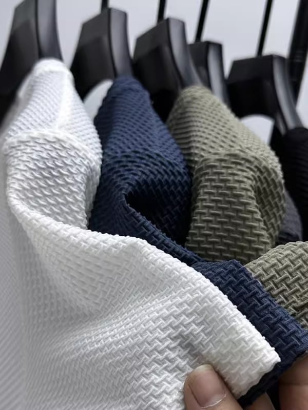 Muški ljetni T-shirt od ice silk, slobodnog kroja, waffle tekstura, okrugli izrez