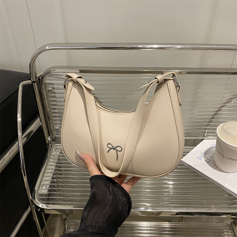 Nova ženska crossbody torbica s mašnicom, retro stil, francuska inspiracija, PU koža, srednja veličina, svakodnevna uporaba