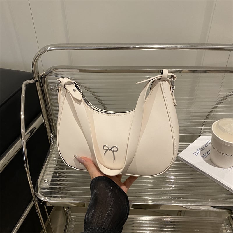 Nova ženska crossbody torbica s mašnicom, retro stil, francuska inspiracija, PU koža, srednja veličina, svakodnevna uporaba