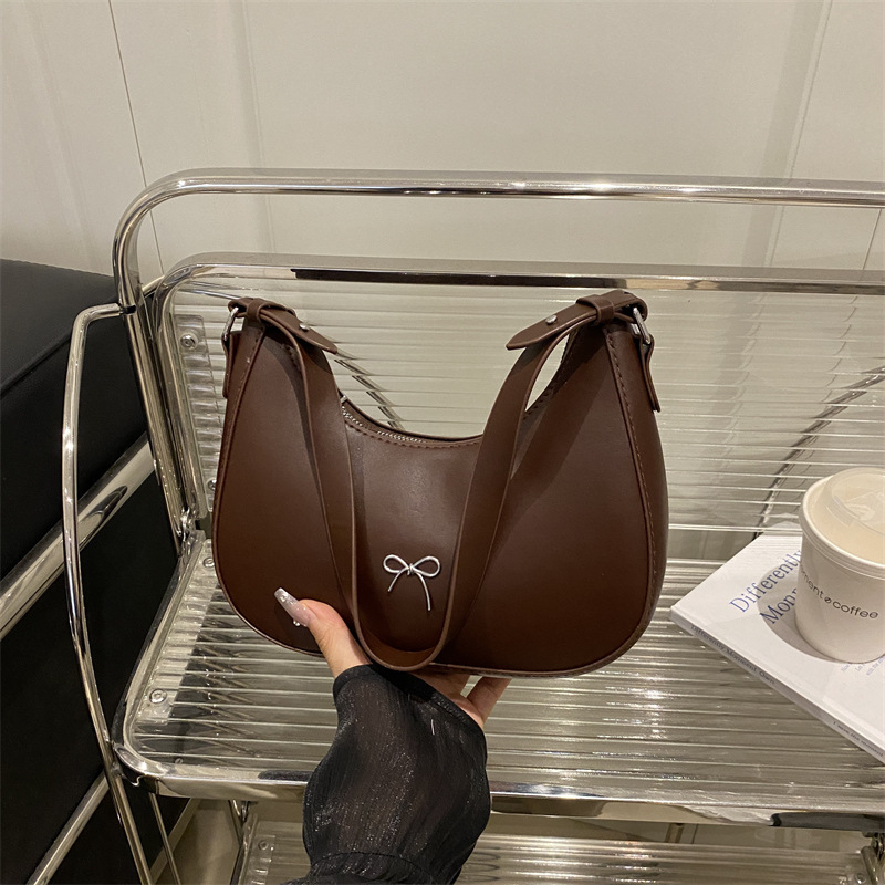 Nova ženska crossbody torbica s mašnicom, retro stil, francuska inspiracija, PU koža, srednja veličina, svakodnevna uporaba