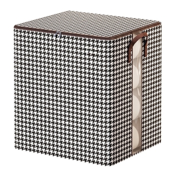 Kutija za pohranu od netkanog materijala sa zatvaračem, uzorak houndstooth, dimenzije 45×38×45 cm, kapacitet 90–100 L, sklopa, za odjeću i igračke