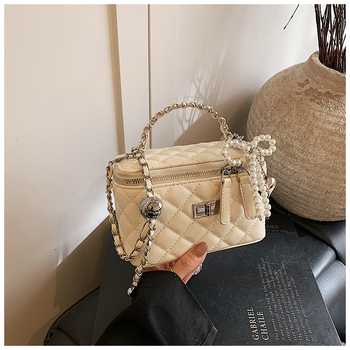 Ženska torbica s dijamantnim prešitkom i lancem, mala bucket torbica za ramena ili crossbody, 2025 model