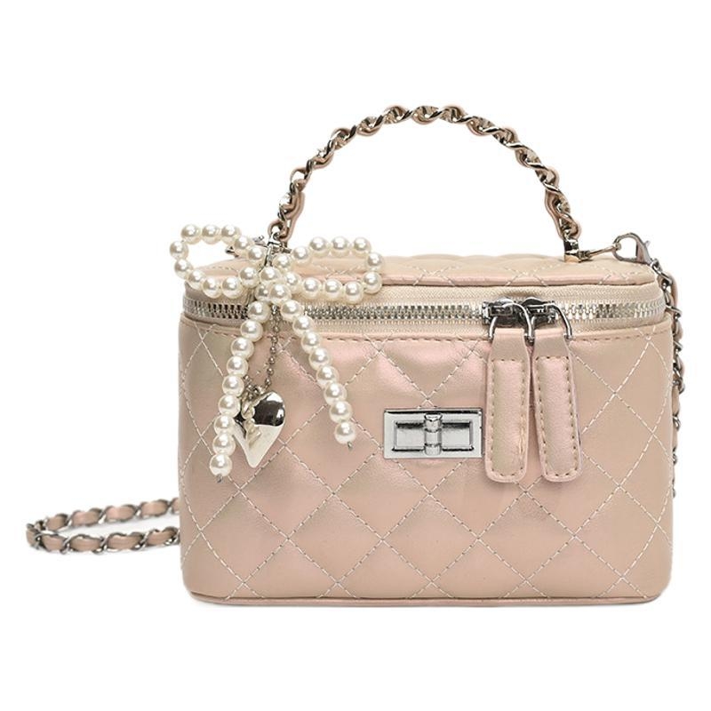 Ženska torbica s dijamantnim prešitkom i lancem, mala bucket torbica za ramena ili crossbody, 2025 model
