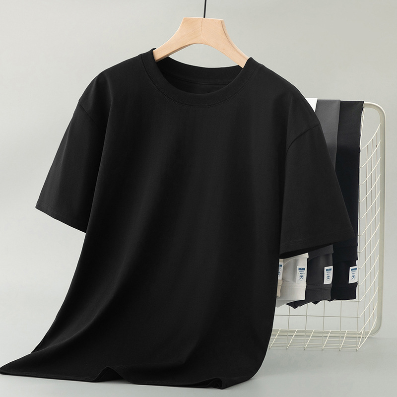2026 Νέο στυλ ανδρικό T-shirt από Mercerized βαμβάκι Ice Silk, κοντό μανίκι, στρογγυλός λαιμός, μονόχρωμο, δροσερό με γρήγορο στέγνωμα, καλοκαίρι