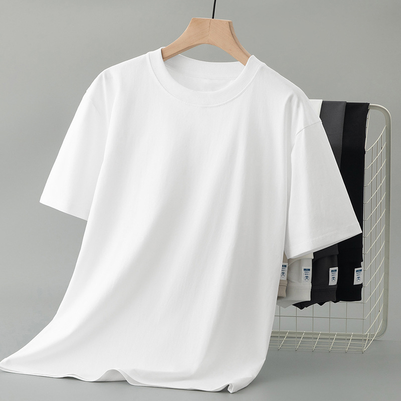 2026 Νέο στυλ ανδρικό T-shirt από Mercerized βαμβάκι Ice Silk, κοντό μανίκι, στρογγυλός λαιμός, μονόχρωμο, δροσερό με γρήγορο στέγνωμα, καλοκαίρι
