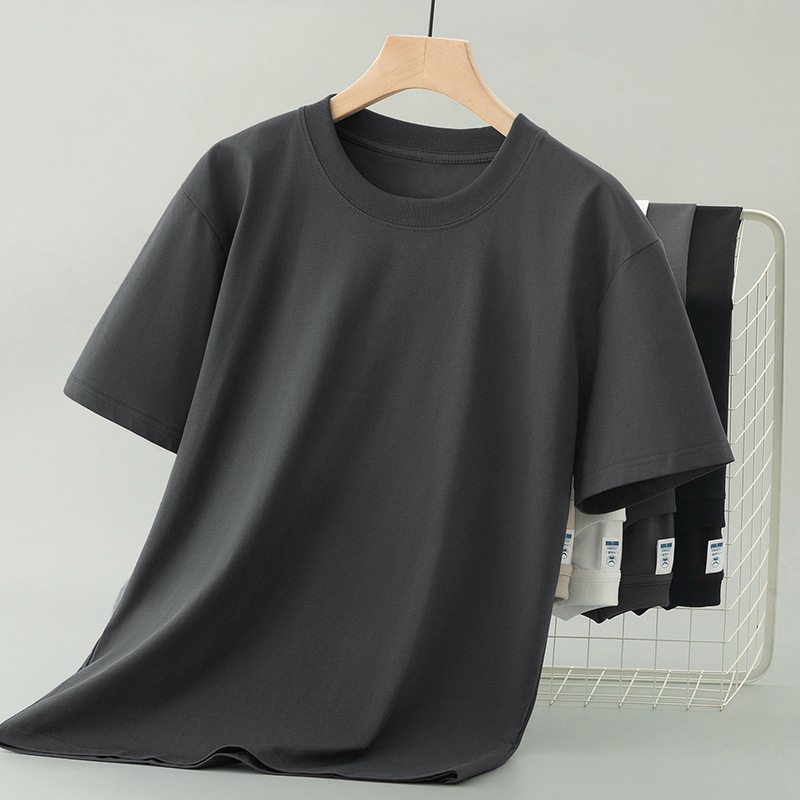 2026 Νέο στυλ ανδρικό T-shirt από Mercerized βαμβάκι Ice Silk, κοντό μανίκι, στρογγυλός λαιμός, μονόχρωμο, δροσερό με γρήγορο στέγνωμα, καλοκαίρι