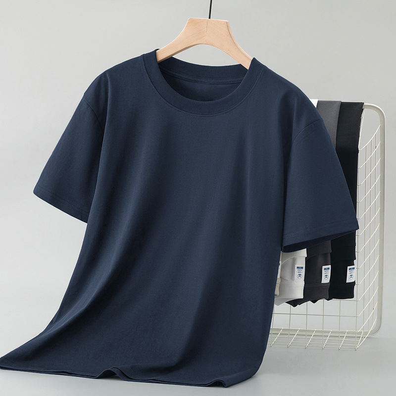 2026 Νέο στυλ ανδρικό T-shirt από Mercerized βαμβάκι Ice Silk, κοντό μανίκι, στρογγυλός λαιμός, μονόχρωμο, δροσερό με γρήγορο στέγνωμα, καλοκαίρι