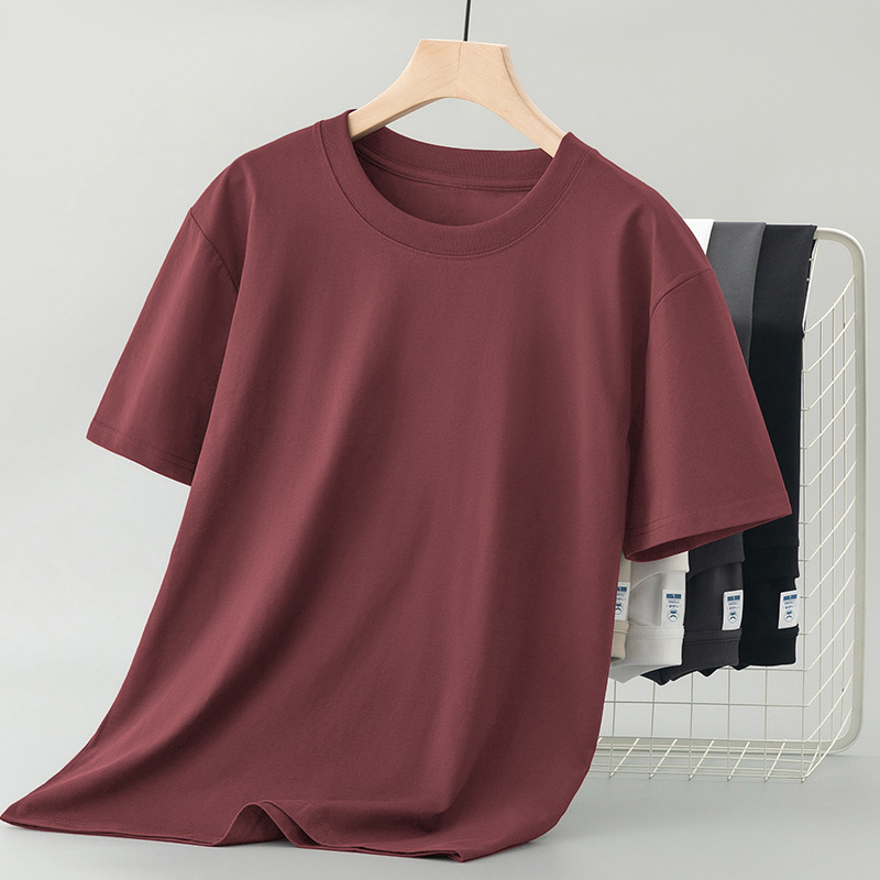 2026 Νέο στυλ ανδρικό T-shirt από Mercerized βαμβάκι Ice Silk, κοντό μανίκι, στρογγυλός λαιμός, μονόχρωμο, δροσερό με γρήγορο στέγνωμα, καλοκαίρι