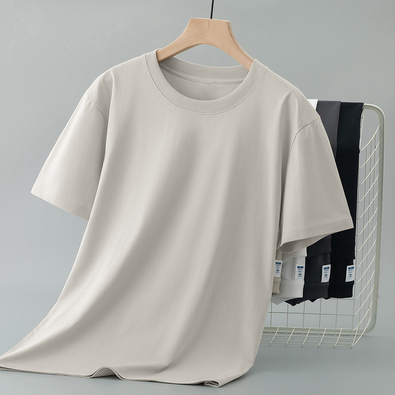 2026 Νέο στυλ ανδρικό T-shirt από Mercerized βαμβάκι Ice Silk, κοντό μανίκι, στρογγυλός λαιμός, μονόχρωμο, δροσερό με γρήγορο στέγνωμα, καλοκαίρι