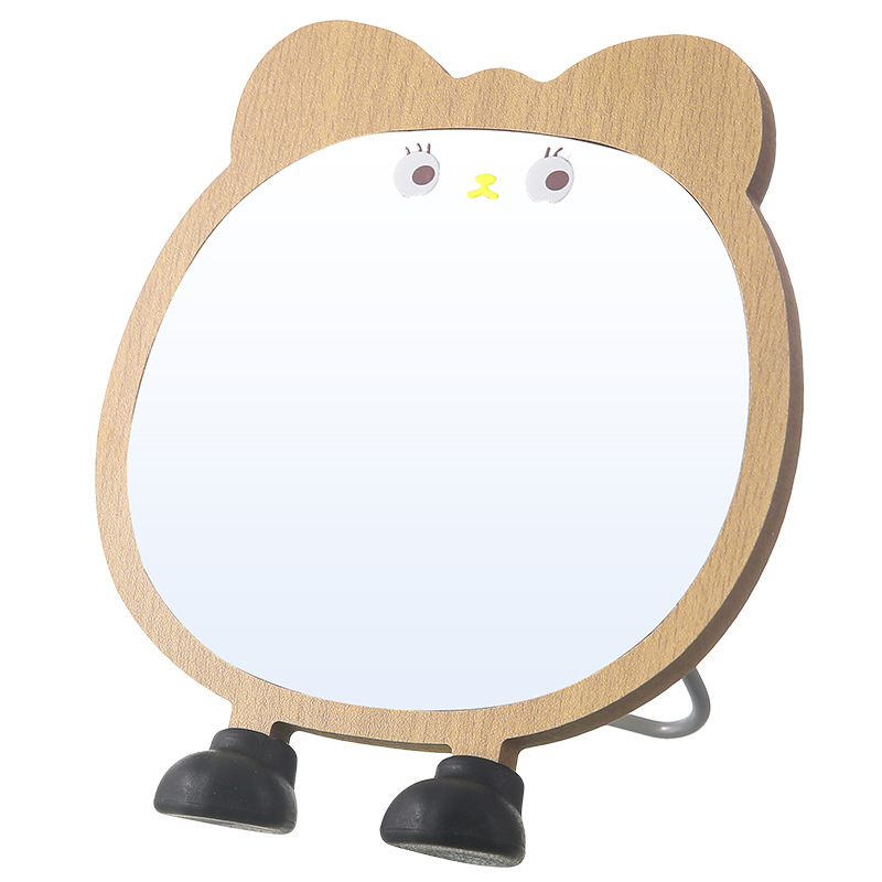 Πτυσσόμενος καθρέπτης μακιγιάζ για γραφείο, ξύλινο πλαίσιο, μονόπλευρος, καρτούν σχέδιο πριγκίπισσας